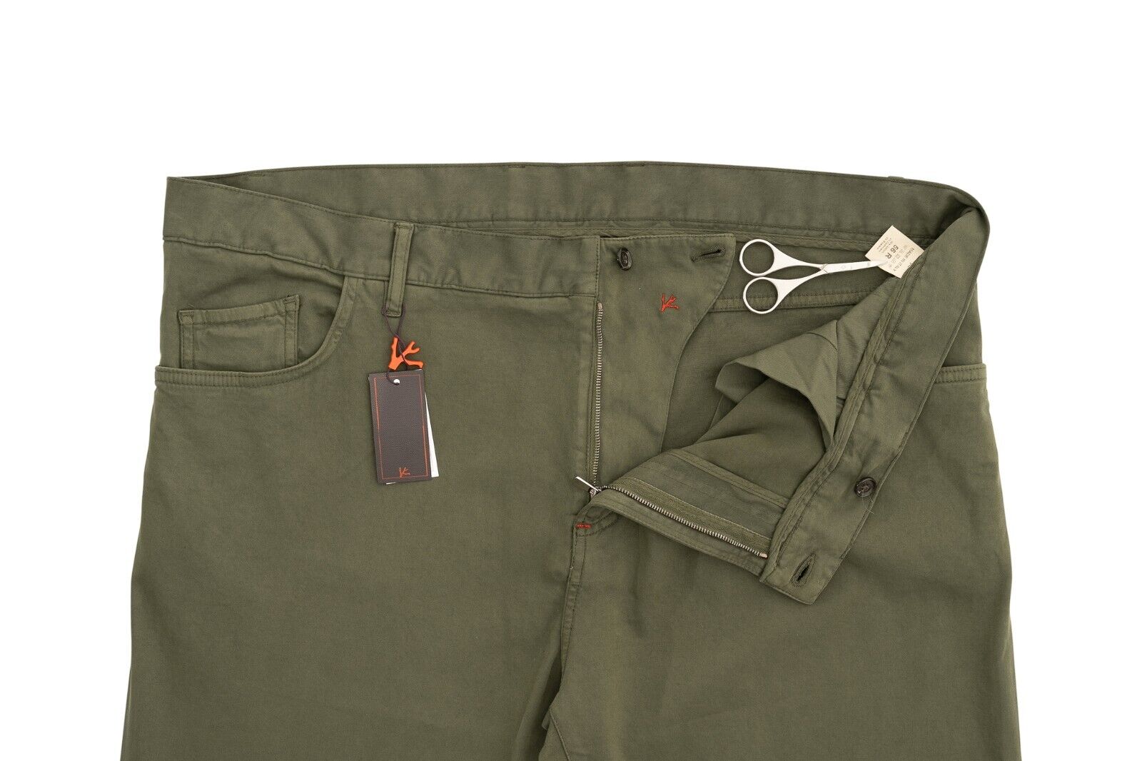 850$ ISAIA NAPOLI Green 5 Pockets Trousers Pant Soft Cotton / Cashmere (1)