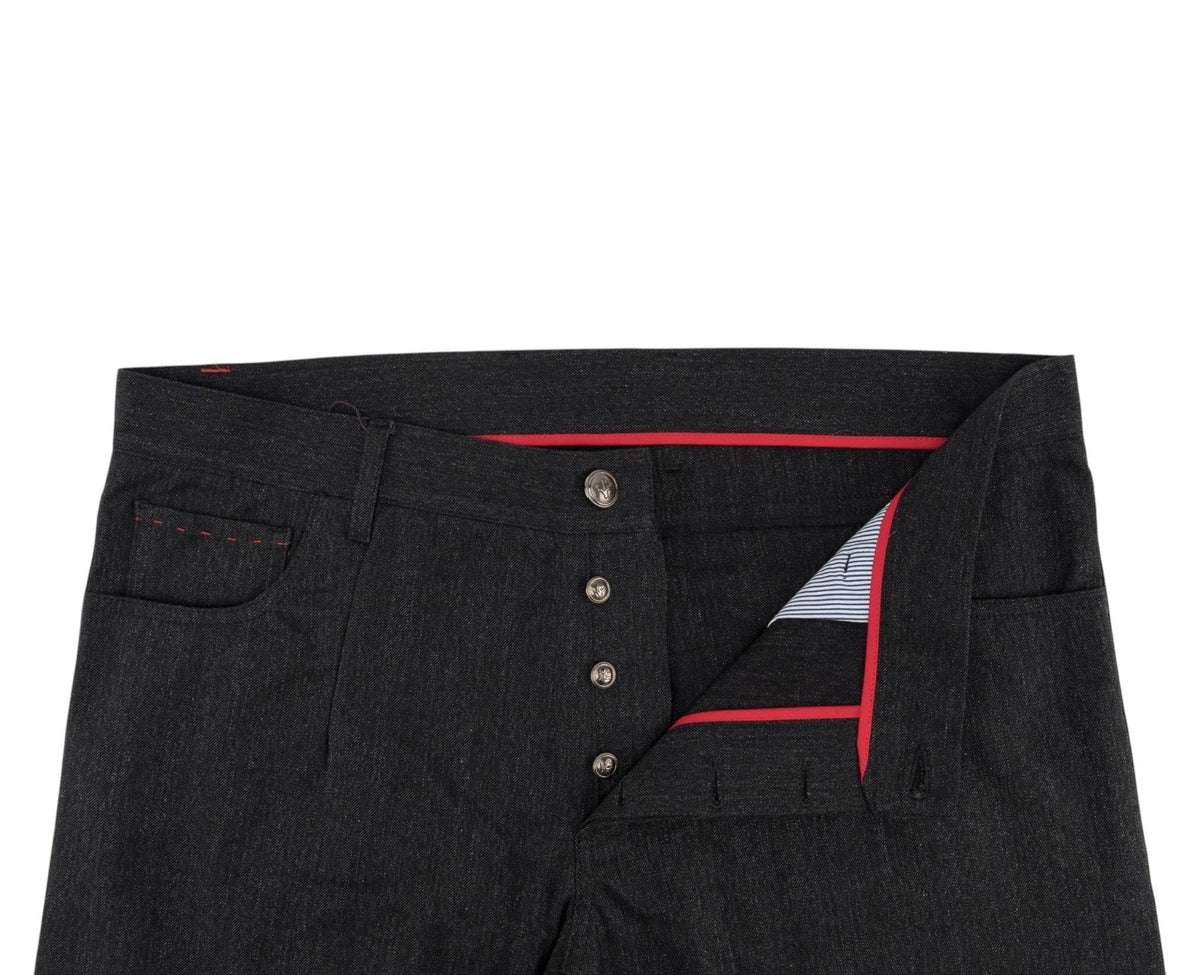 750$ ISAIA NAPOLI "Comfort" Black 5 Pocket Pant Cotton Regular 40 US / 56 EU