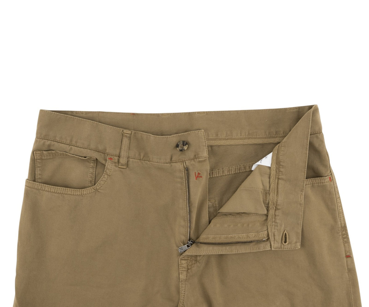 850$ ISAIA NAPOLI "Chiaia" Beige Chino Sport Pant Cotton Cashmere - Leather Tag