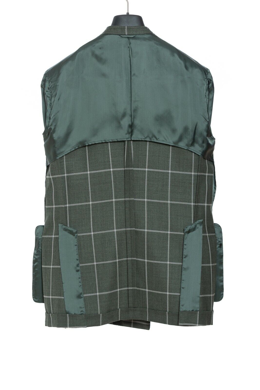2200$ BELVEST Sartorial Double Breasted Jacket Green Check Wool Super Slim Fit