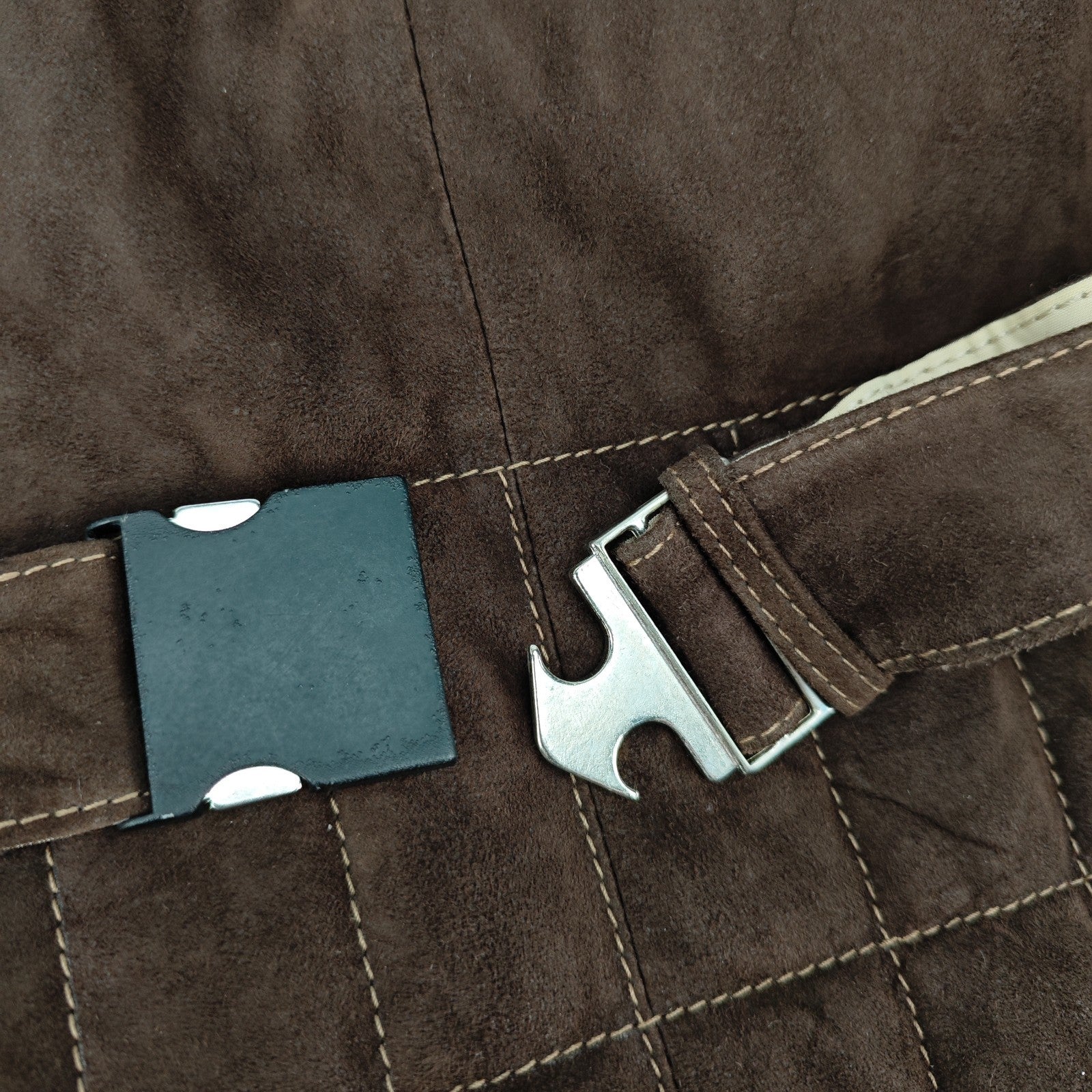 SALFRA Brown Suede Leather Field Jacket Coat Belted Made Italy 40 US / 50 IT