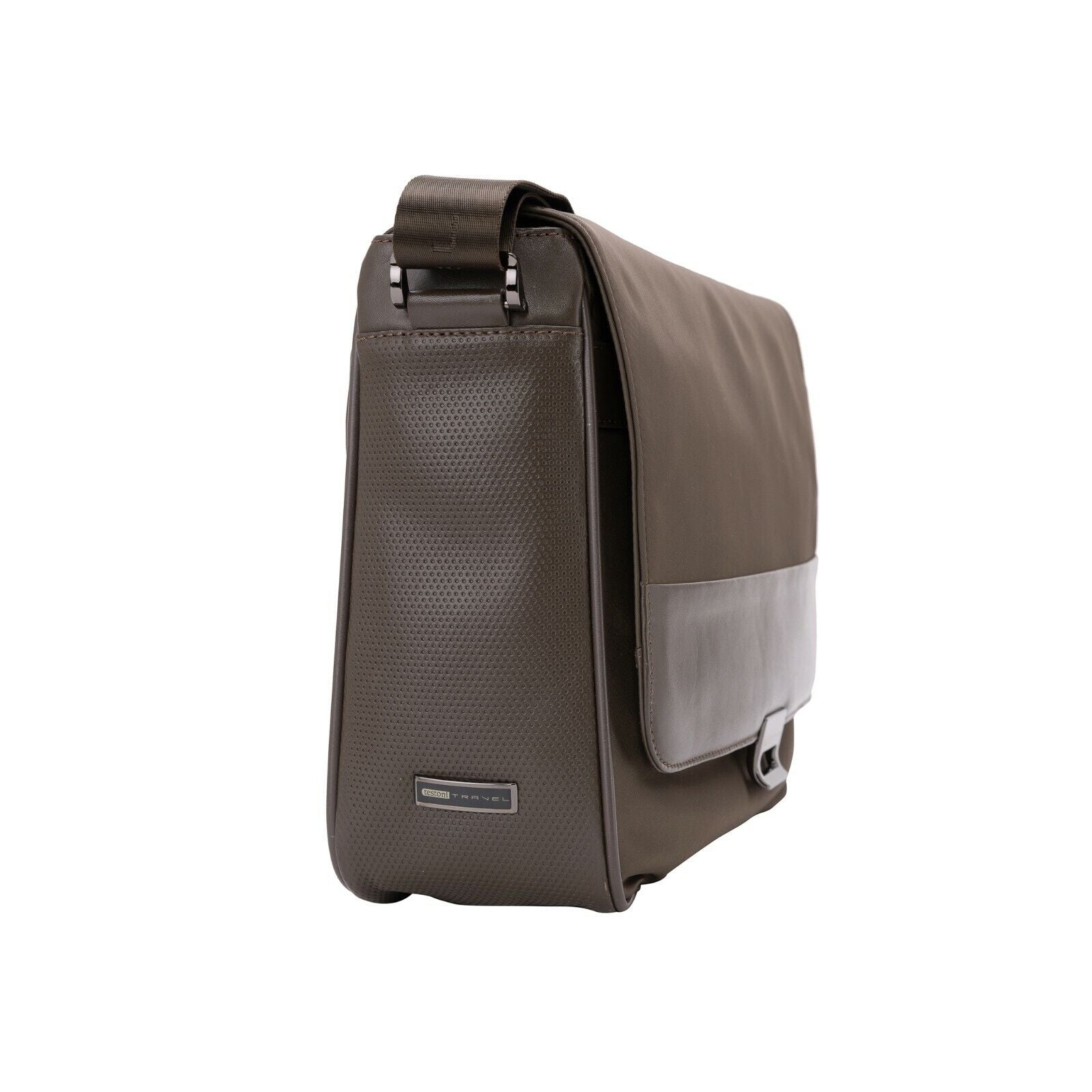 $860 Testoni TRAVEL Mud Hand Luggage Briefcase Calf + Fabric + Pc Case