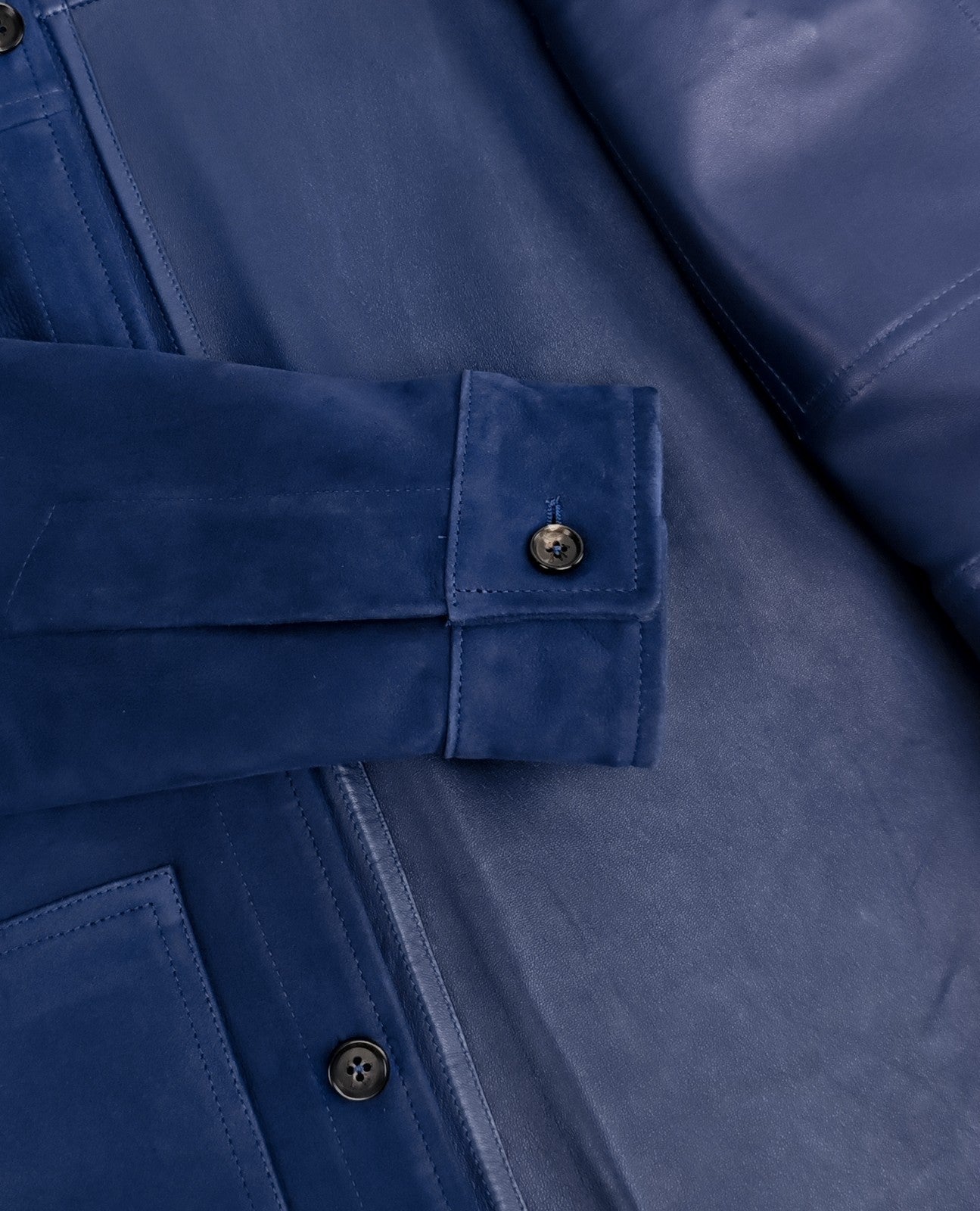 5500$ ISAIA NAPOLI Blue Overshirt Jacket 100% Suede Lambskin Leather