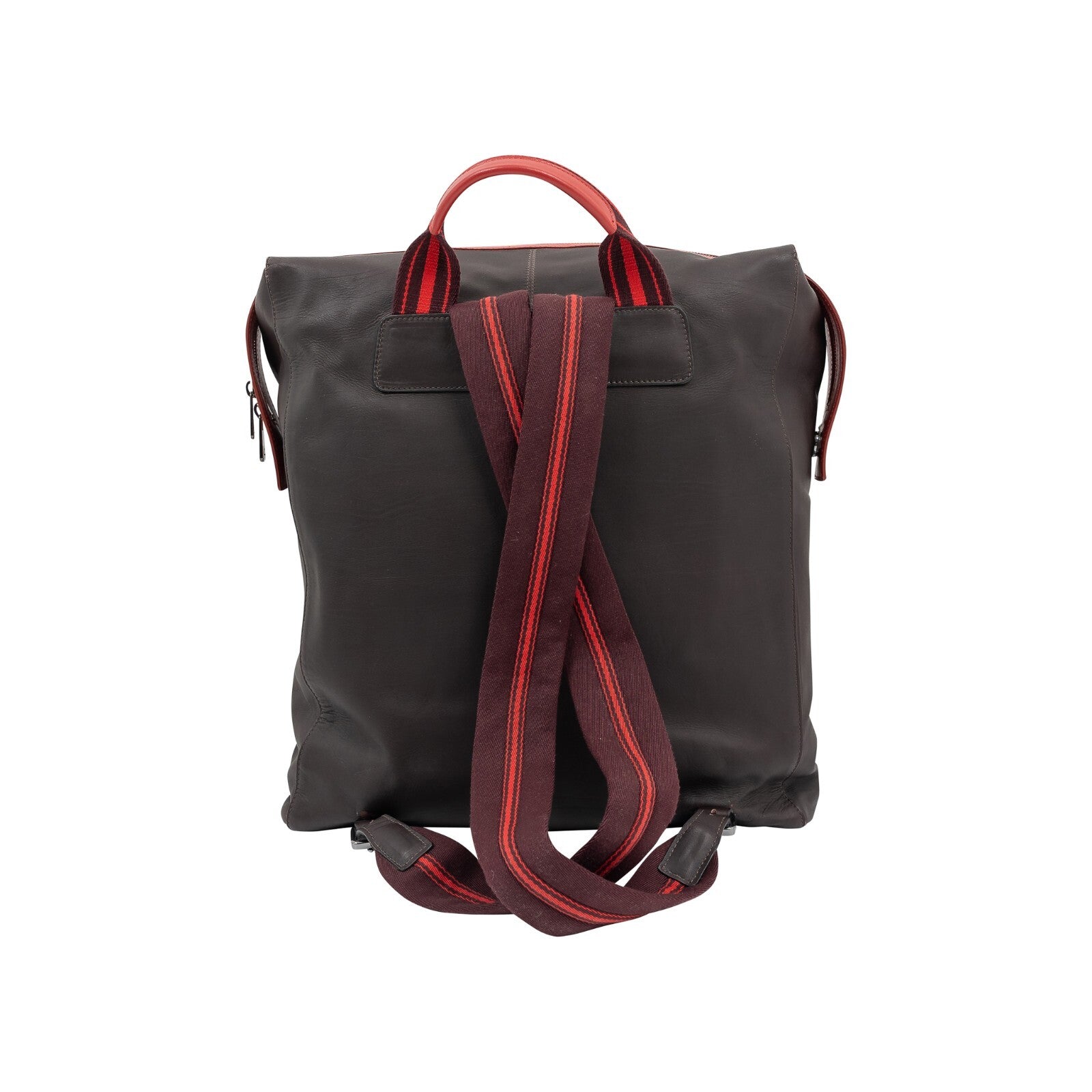 $2500 ISAIA NAPOLI Moro Backpack Travel Bag Weekender Bag Leather Lambskin