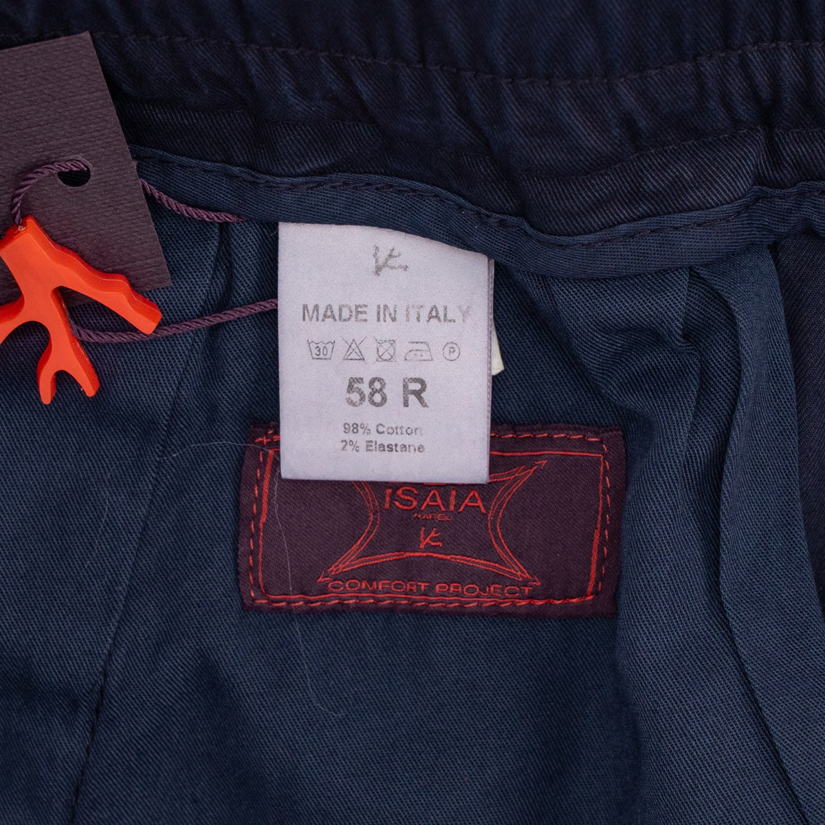 1050$ ISAIA NAPOLI Blue Indigo Drawstring Pant Cotton Relaxed 42 US / 58 IT