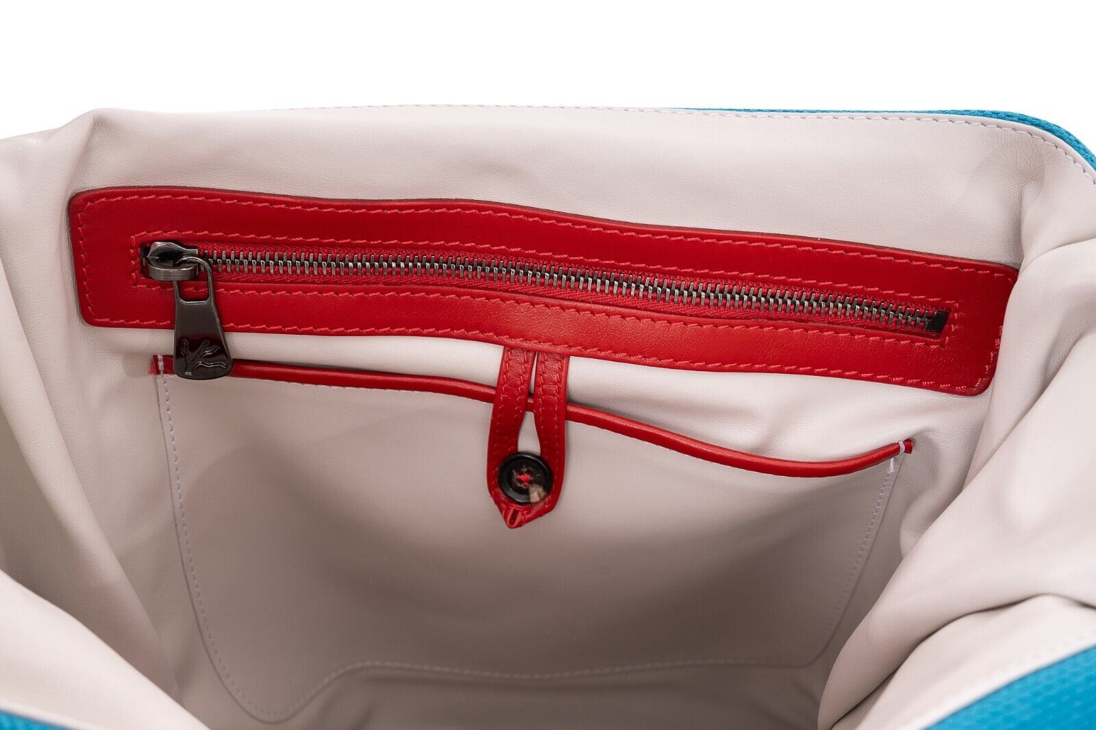 $2300 ISAIA NAPOLI CAPRI Blue Backpack Softback Casual Bag Leather / Fabric