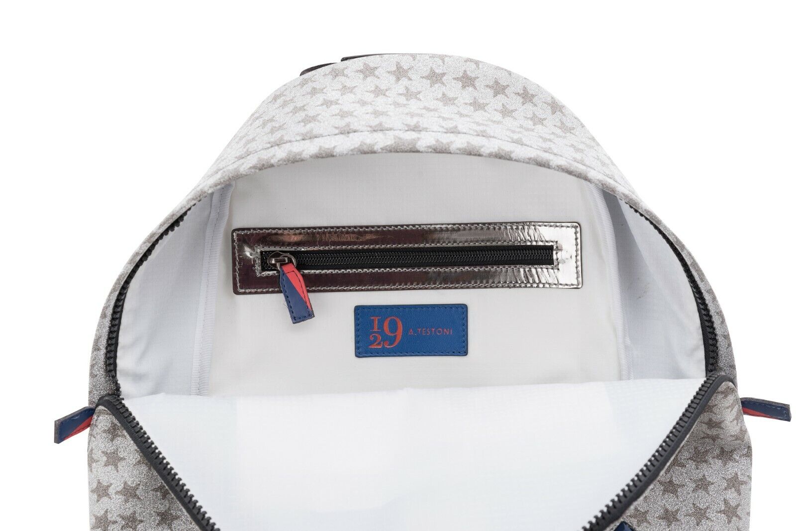 $410 Testoni I29 Bologna Luxury Cristals Backpack Rising Star + Silver Calf