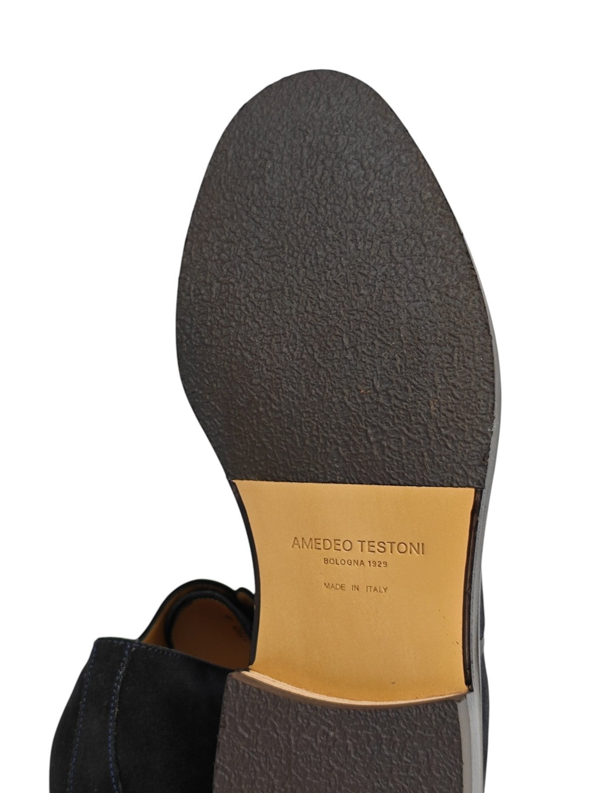 850$ TESTONI Bologna 1929 Gressoney Oxford Shoes Navy Eco Suede 8 UK 9 US 42 IT