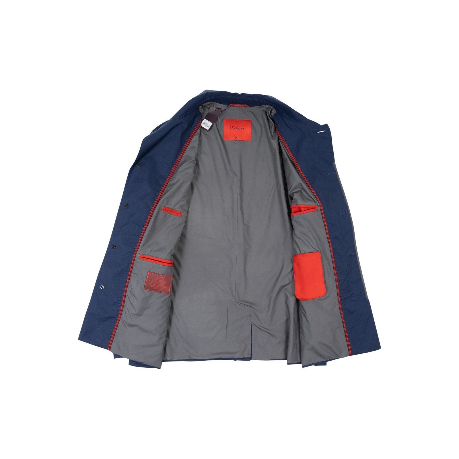 $3200 ISAIA "San Gennaro" Blue Techno Cashmere Jacket Trench Coat 48 US / 58 EU