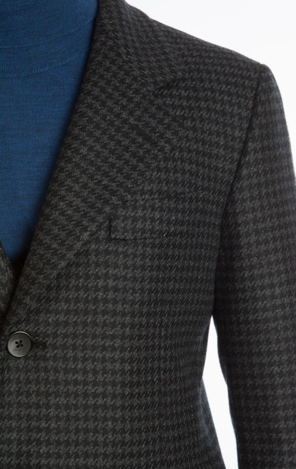 $2590 BELVEST Dark Gray Houndstooth Wool Coat 40 US / 50 EU Drop 8R Slim Fit