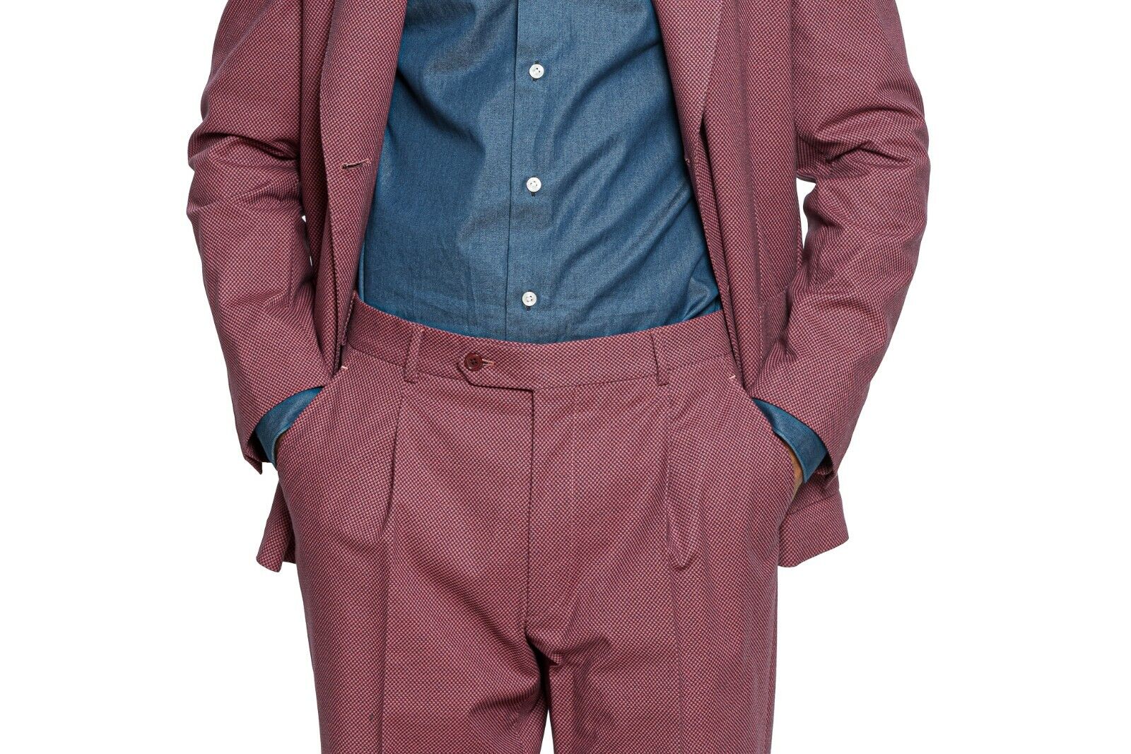 $2300 Belvest Purple Eggplant Double Breasted Sport Suit Cotton 40 US / 50 EU 8R