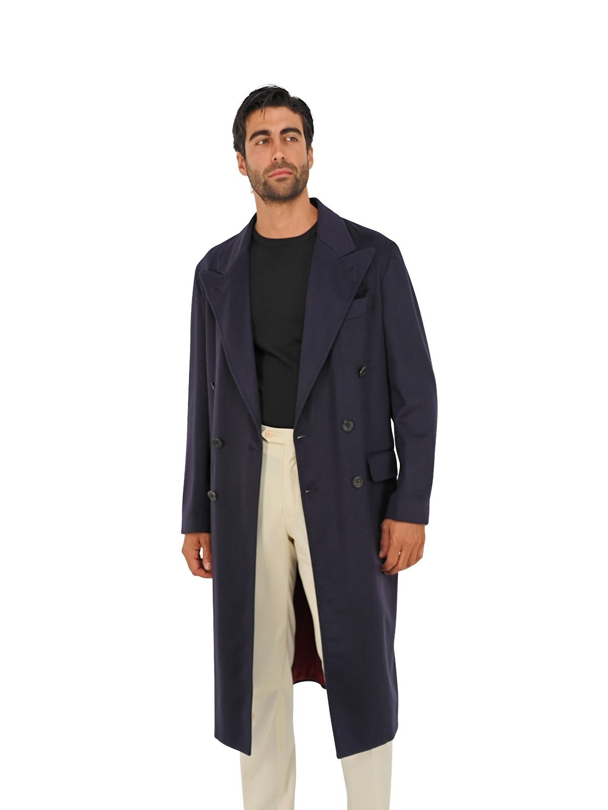 $3400 RUBINACCI "Skyfall 007" Blu Double Breasted Coat 100% Cashmere 40 US 50 EU