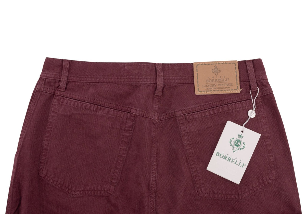 415$ LUIGI BORRELLI NAPOLI Burgundy Jeans Cotton 36 US / 52 EU - Made in Italy