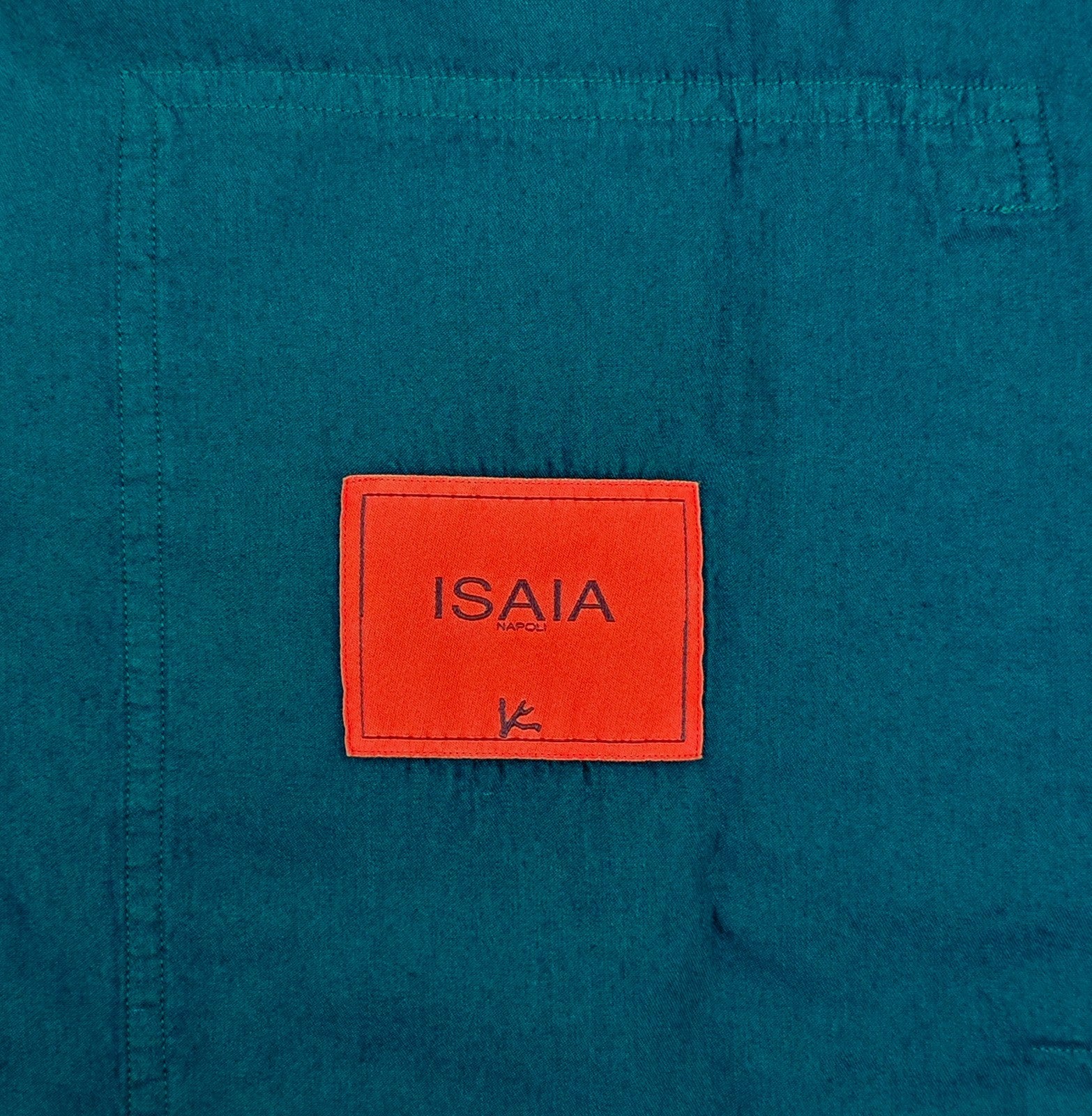 $1250 ISAIA NAPOLI Green Petroleum Hand-Sewn Overshirt Jacket Cotton - Silk
