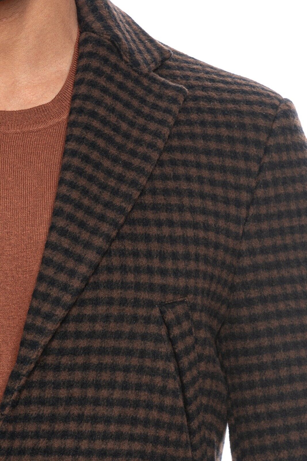 $2790 BELVEST Brown Flannel Wool 140's Coat Jacket 38 US / 48 EU Drop 8R
