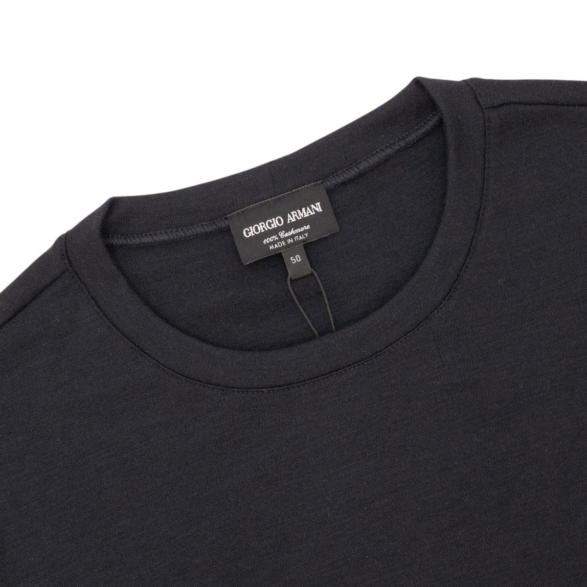 1400$ GIORGIO ARMANI Blue Midnight T-Shirt Interlock 100% Cashmere 40 US 50 IT