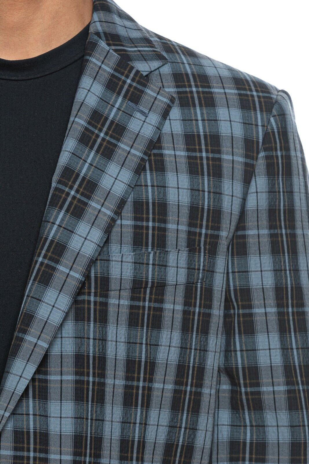 1790$ BELVEST Blue Wool Cotton Checks Jacket Blazer 46 US / 56 EU Drop 7R