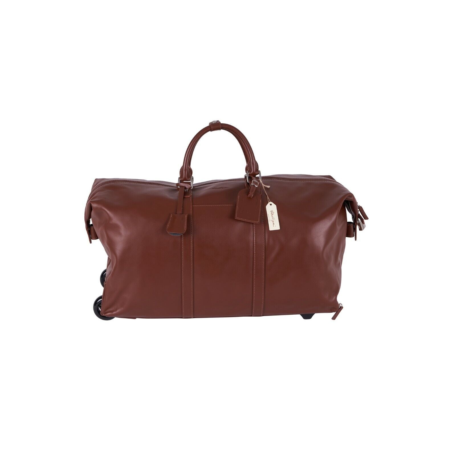 $2600 LUXURY DELL'GA MILANO Full Grain Leather Wheeled Travel Trolley Duffle Bag