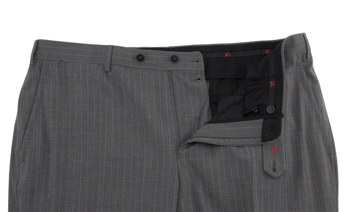 $6790 ISAIA NAPOLI "Gregorio" Gray Suit Hand-Sewn Wool Pinstripe