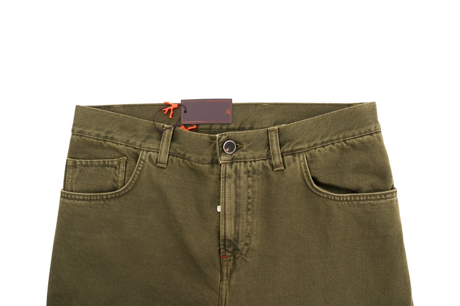 $4400 ISAIA NAPOLI Green Olive Hand-Sewn Sartorial Denim Sport Suit