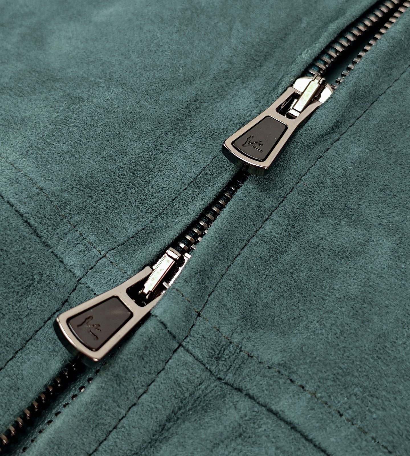 $5950 ISAIA Teal Green Varsity Jacket Suede Lambskin Leather 40 US / 50 EU