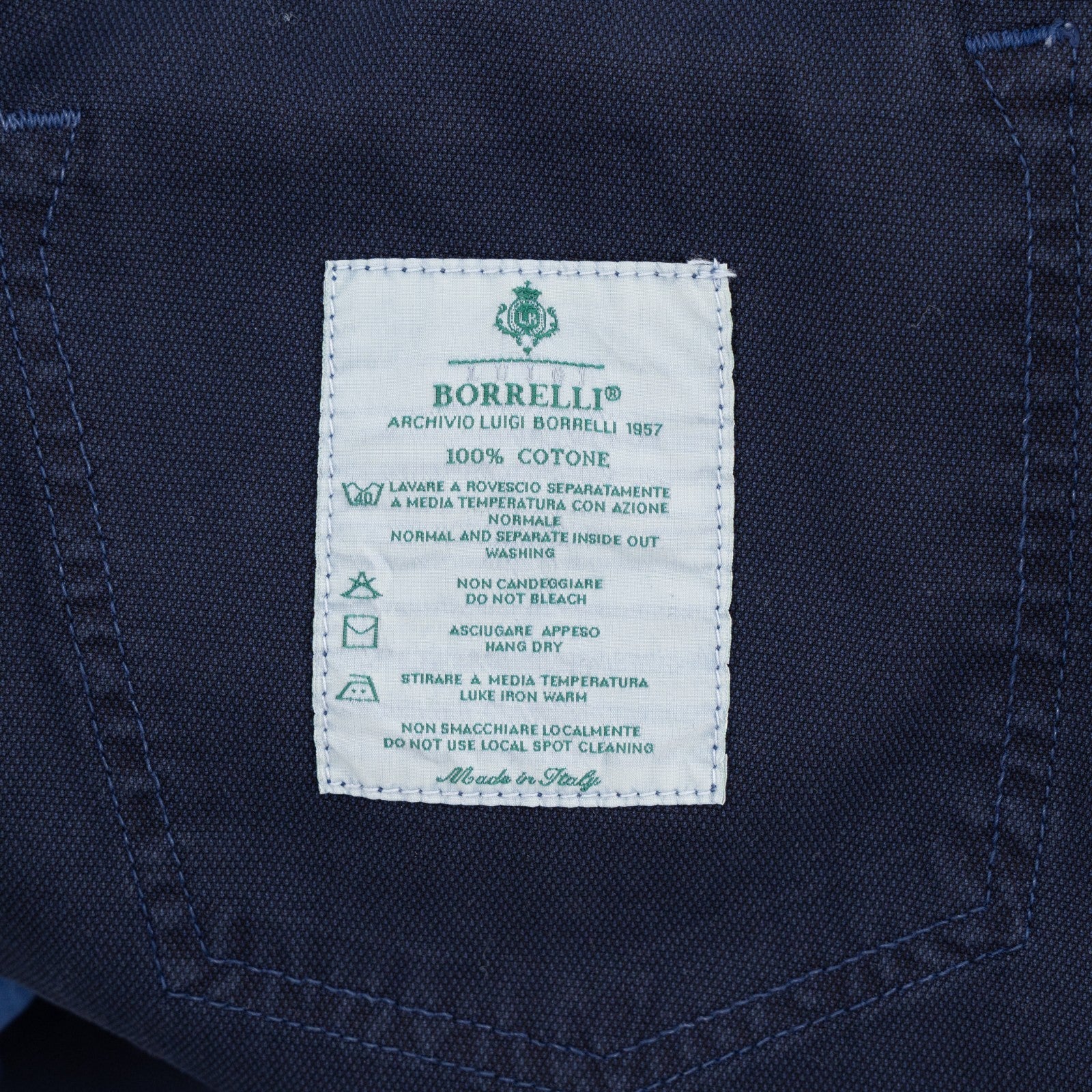 415$ LUIGI BORRELLI NAPOLI Blue Navy Denim Jeans Pant Cotton 35 US / 51 EU