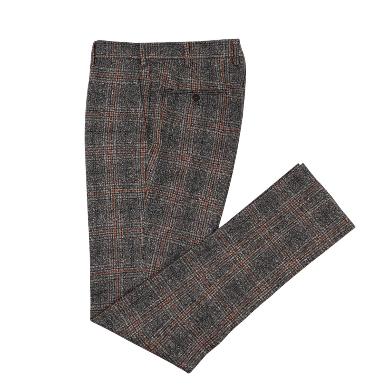 1650$ ISAIA Hand-Sewn Tapered Dress Pant Flannel Wool 130's Gray 32 US / 48 EU