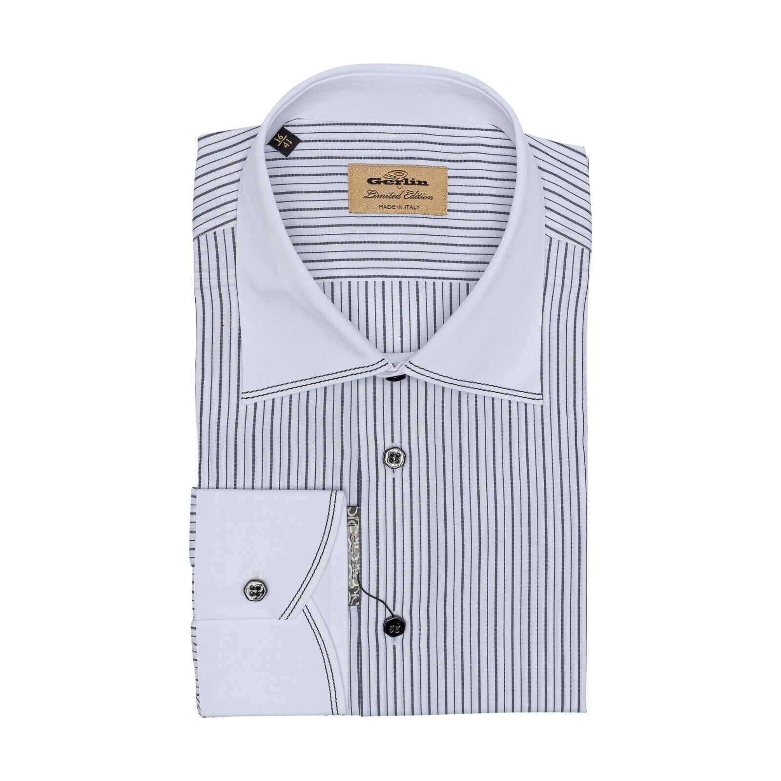 690$ LUXURY GERLIN Shirt White Striped T.MASON Cotton 16 - 41 1U ZILLI