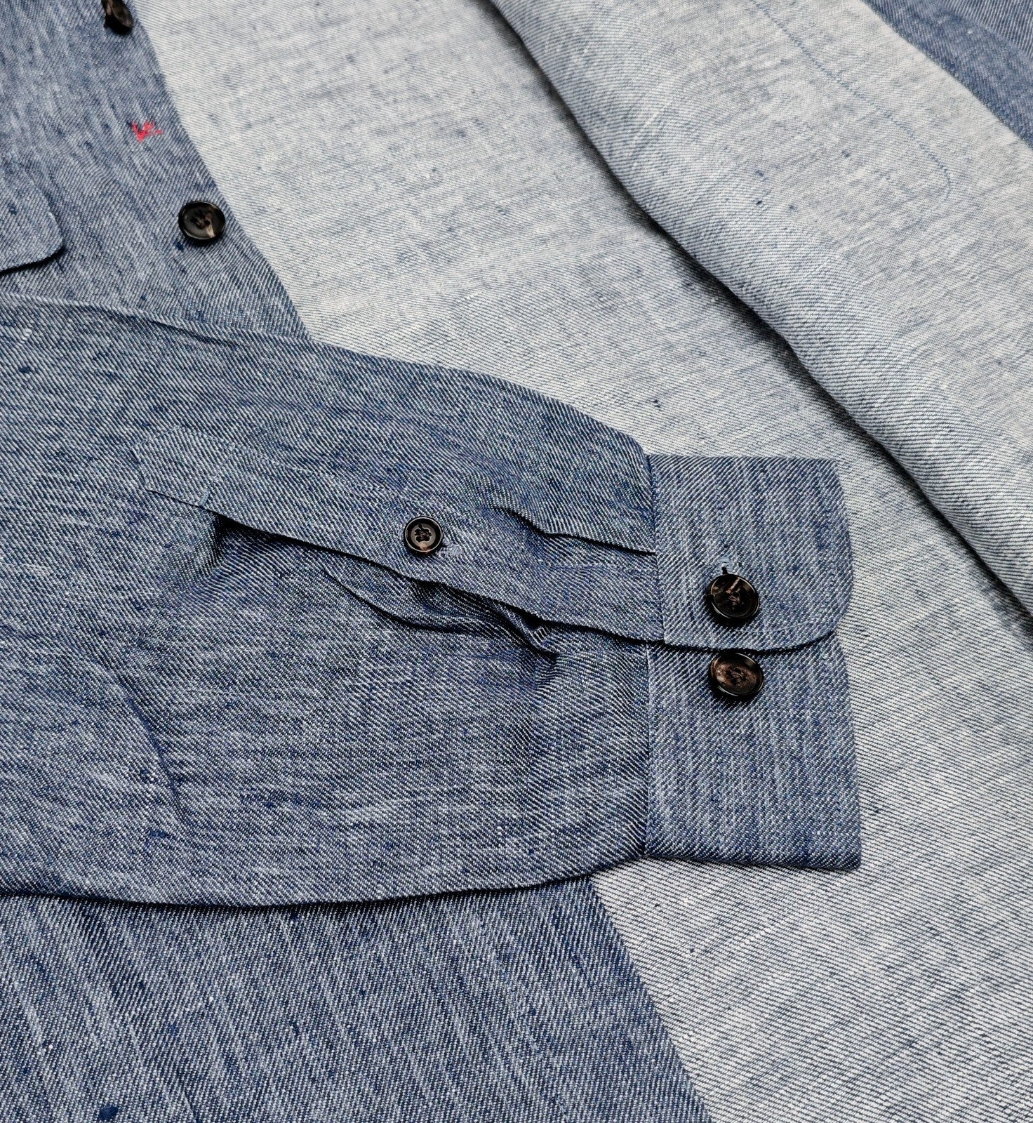 $1550 ISAIA NAPOLI Blue Hand-Sewn Overshirt Jacket 100% Linen