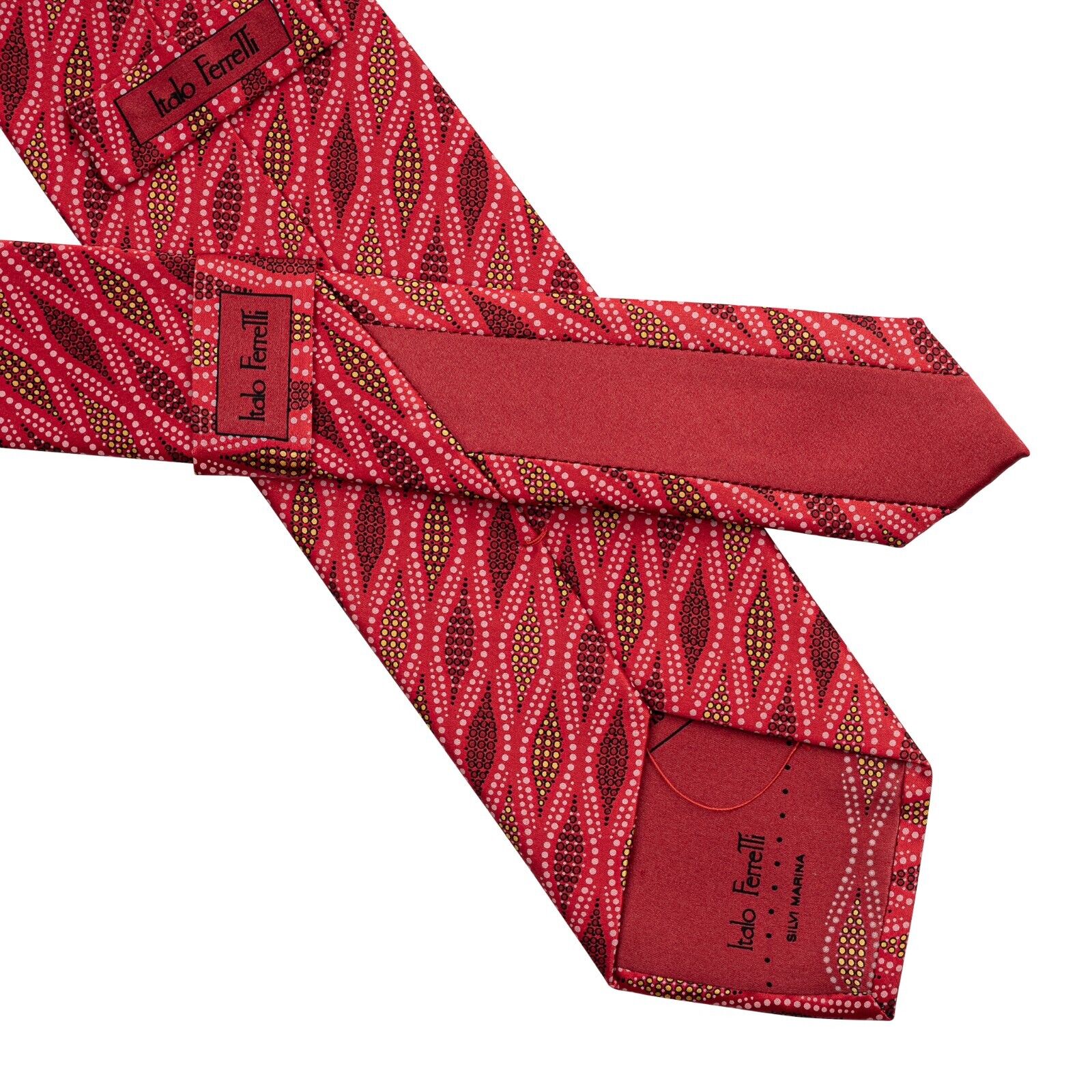 $290 ITALO FERRETTI Tie "GEOMETRIC" Red 100% Silk Handmade in Italy ZILLI