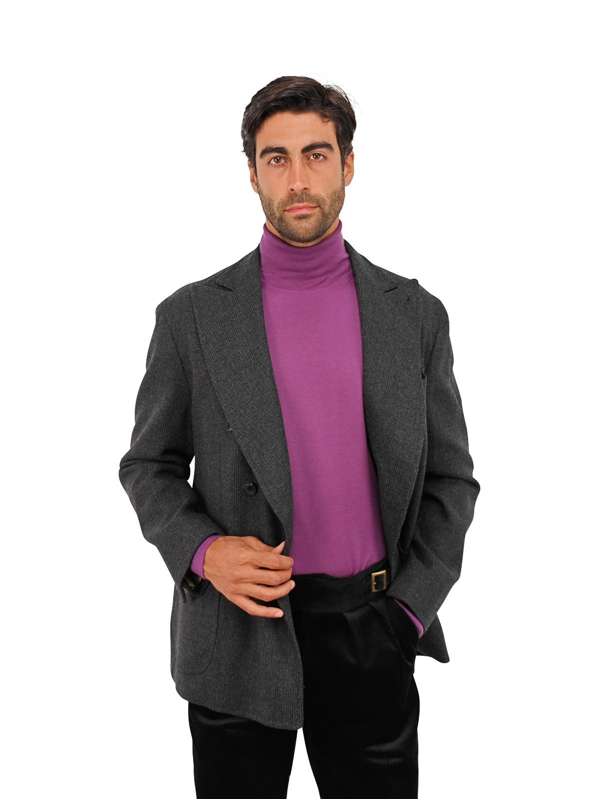 $2600 RUBINACCI NAPOLI Gray Double Breasted Jacket Soft Cashmere 42 US / 52 EU