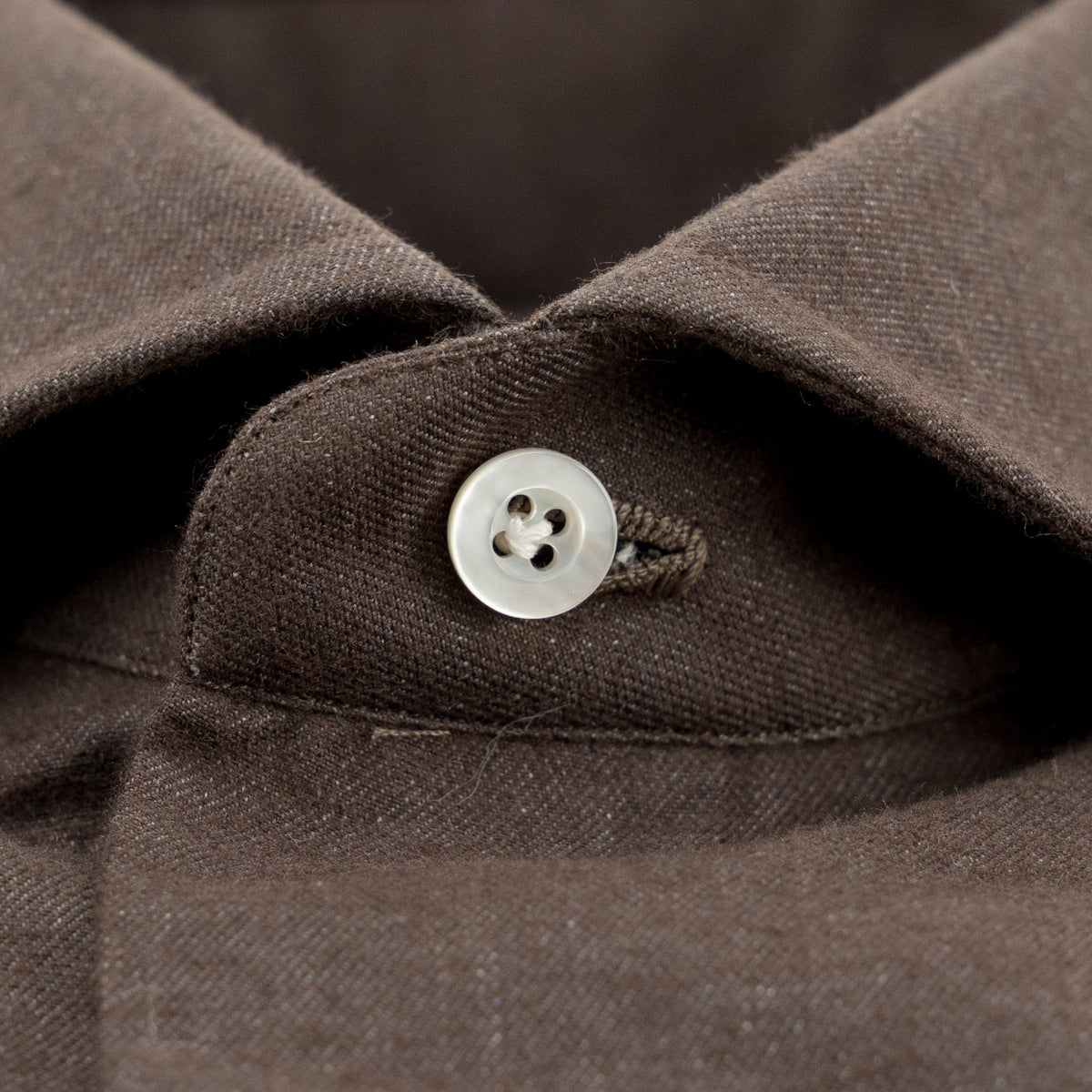 825$ ISAIA NAPOLI "Mix" Hand-Sewn Dress Shirt Brown Cotton / Cashmere 15 - 38