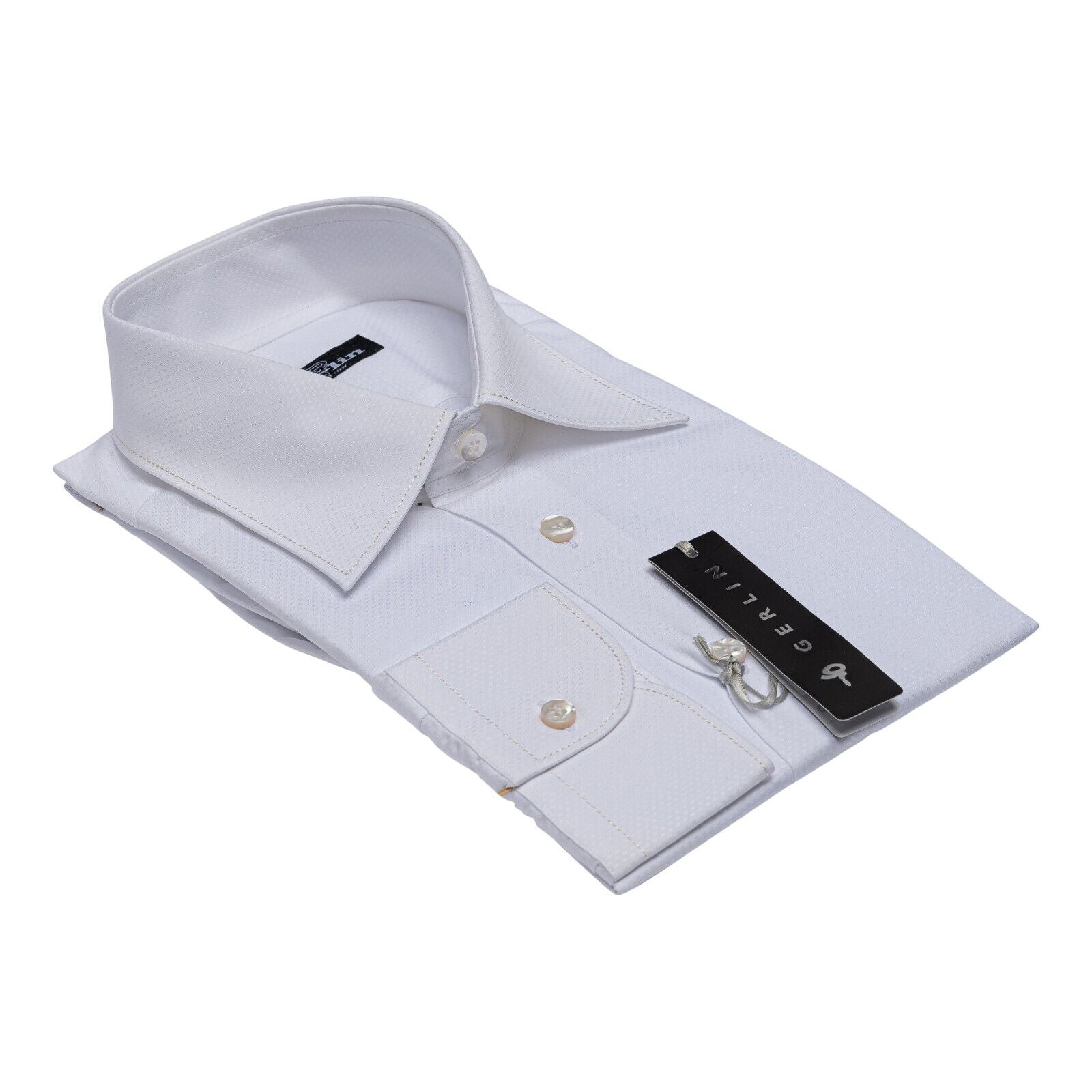 LUXURY 690$ GERLIN Shirt White JACQUARD Cotton 16 - 41 1E ZILLI