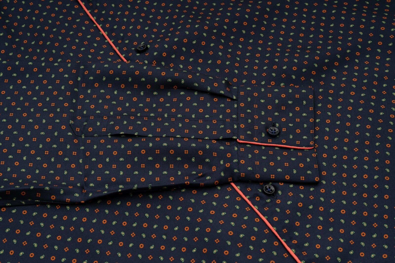 1400$ LUXURY MAROL BOLOGNA Camp Collar Shirt Blue Navy Floral 100% COMO SILK