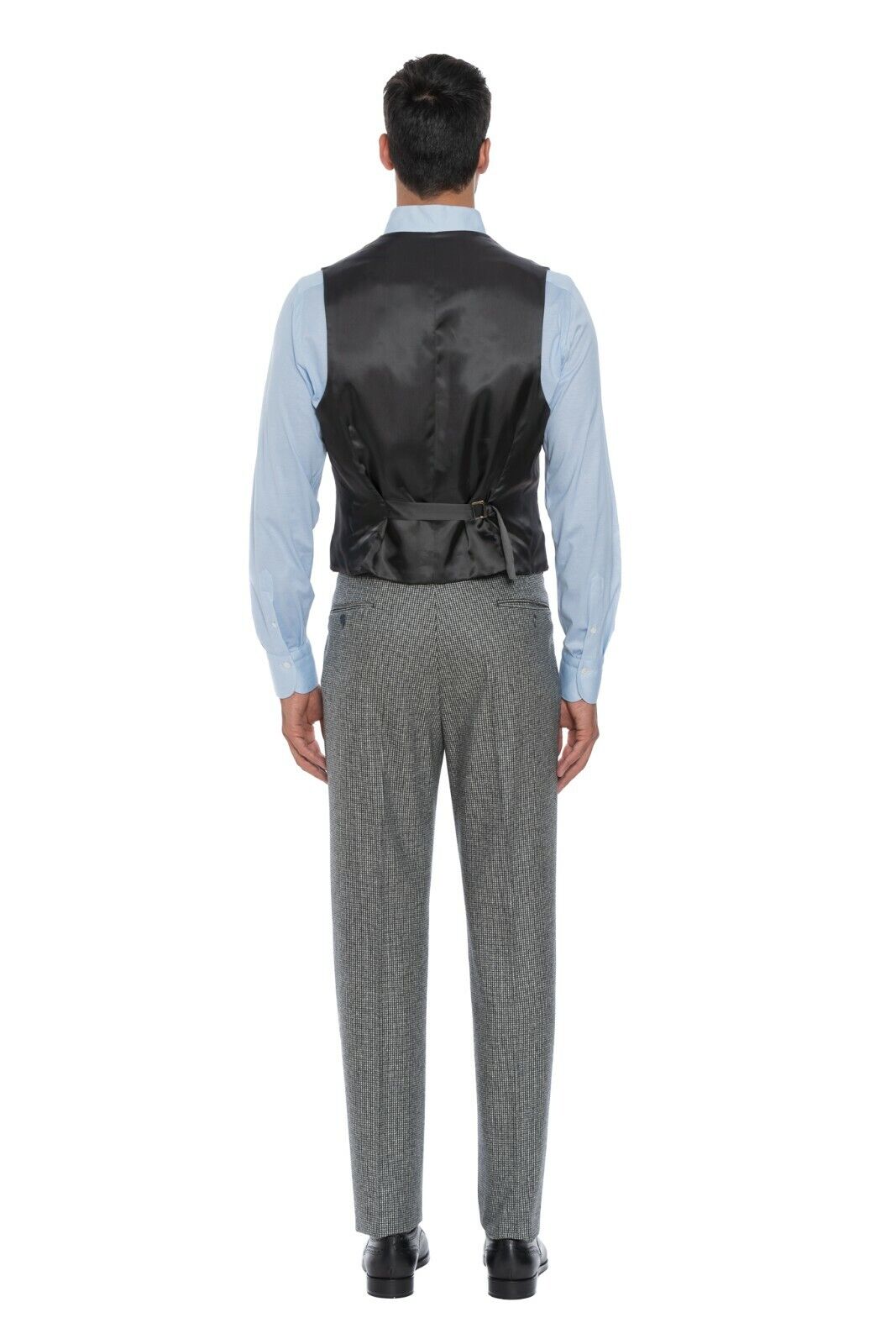 $1250 Belvest Houndstooth Gray Suit Vest + Pant Flannel Wool 100's 7R