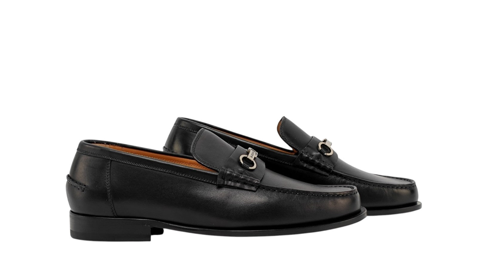 1300$ TESTONI "Camogli" Loafer Shoes Top Calf Black + Metal 8 UK / 9 US / 42 IT