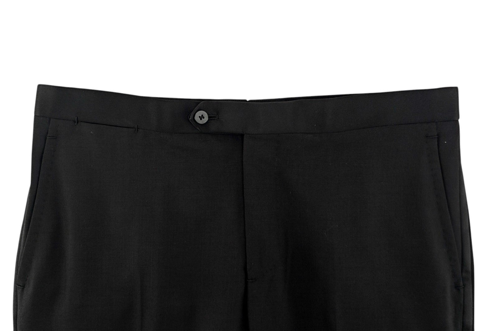 1750$ ISAIA NAPOLI "Sanità" Black Tapered Tuxedo Dress Pant Fine Wool