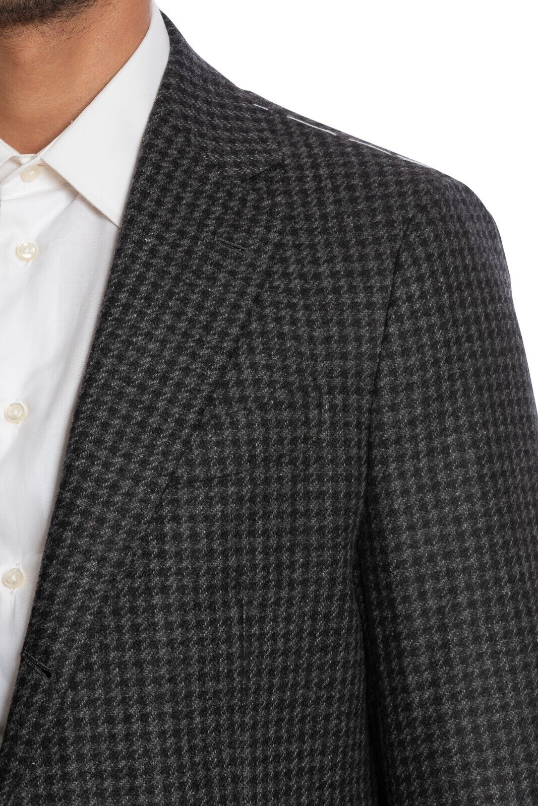 $2200 LUIGI BORRELLI "FIRENZE" Hand-Sewn Gray Jacket Cashmere Mohair Houndstooth