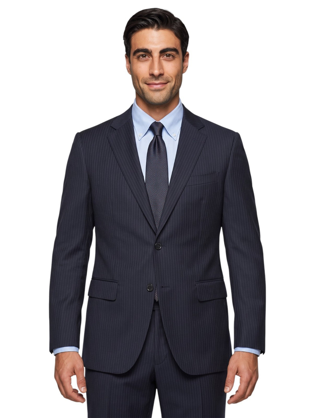 2450$ JIL SANDER Dark Blue Wool Suit Striped Fine Cotton Blend 42 US / 52 IT