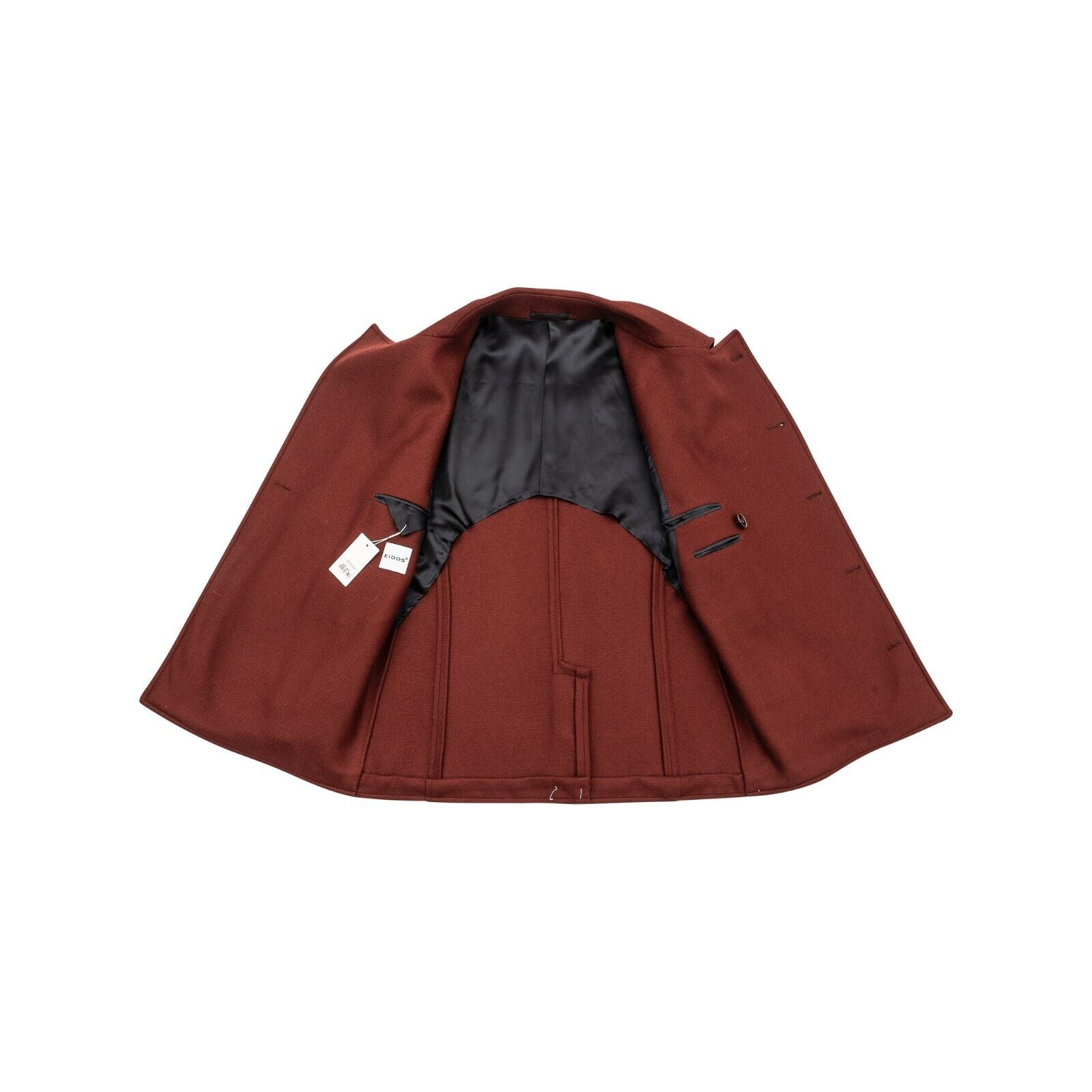 $1600 EIDOS by ISAIA NAPOLI Rust Peacoat Coat Wool / Cashmere 38 US / 48 EU