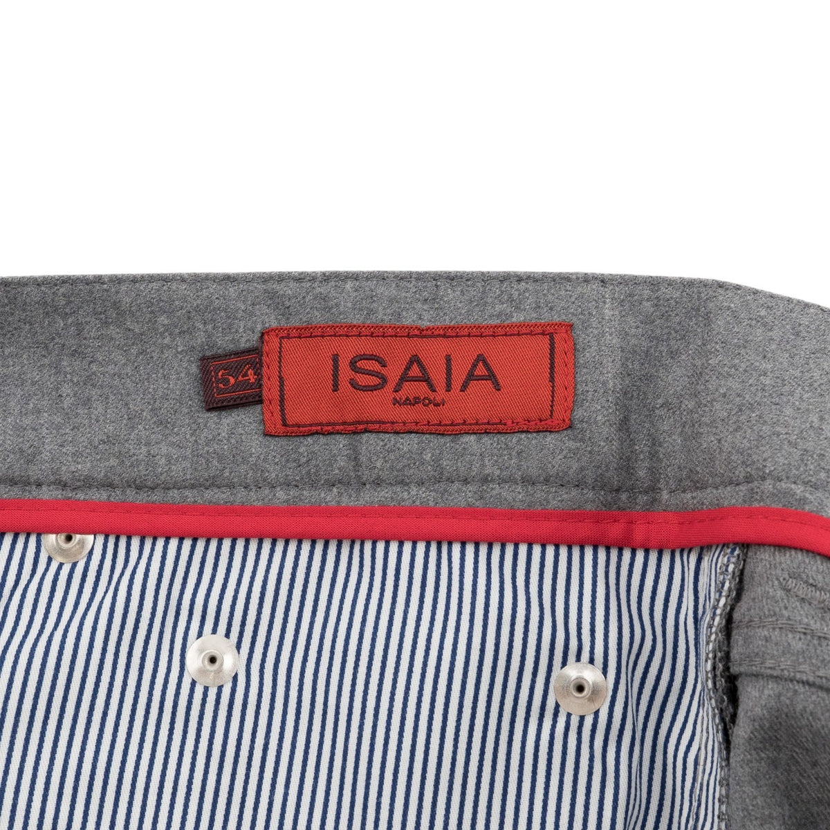 1100$ ISAIA NAPOLI Gray 5 Pocket Pant Wool + Leather Tag Slim Fit 38 US / 54 EU