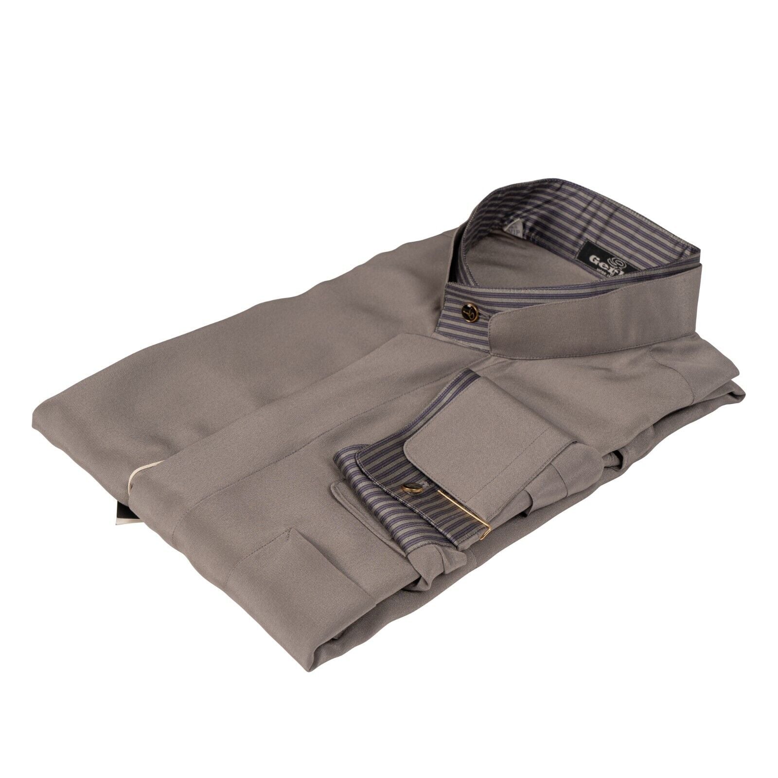 1400$ LUXURY GERLIN Korean Shirt Grey 100% Silk Crêpe 16-41 BIJAN