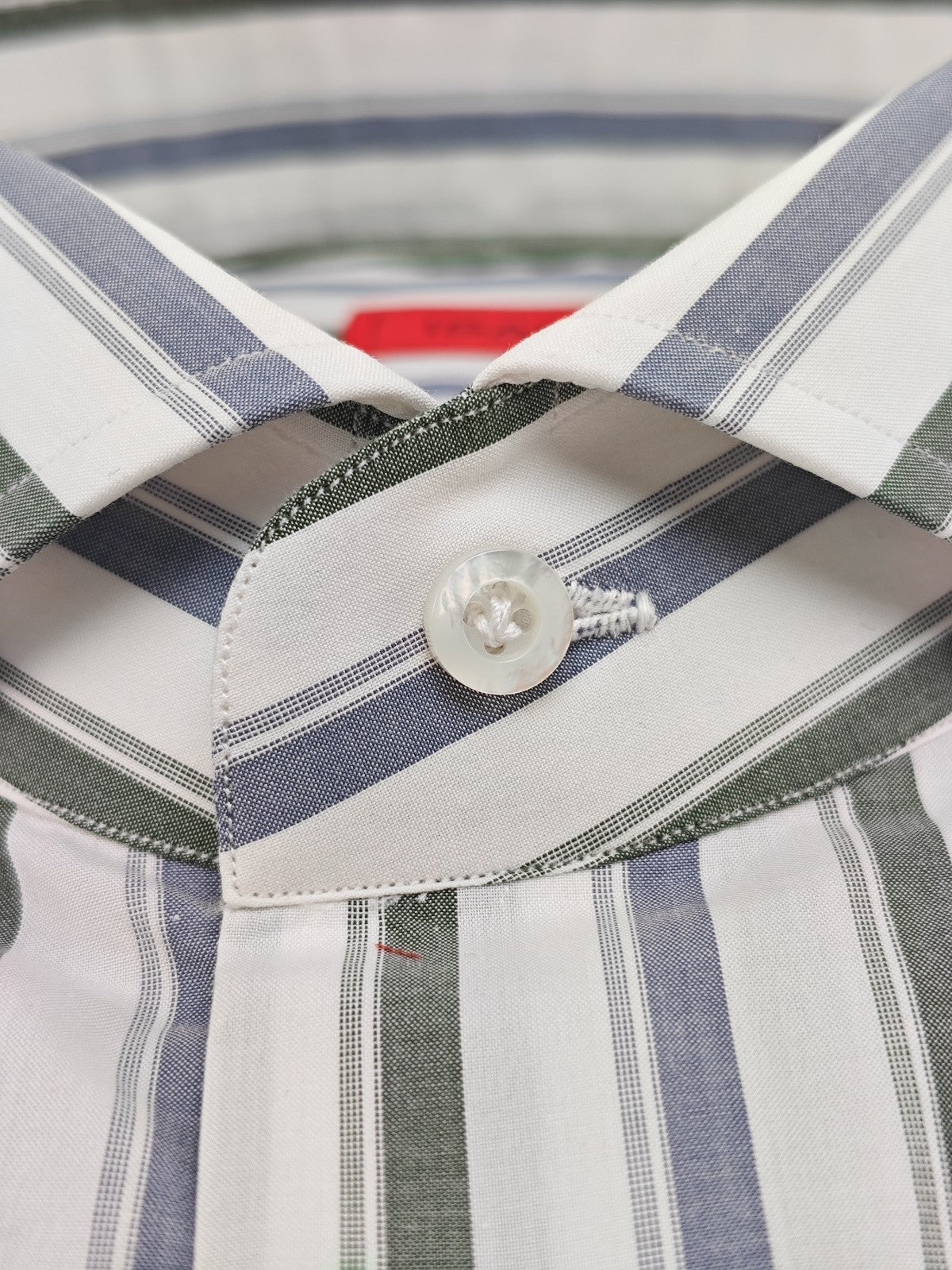 730$ ISAIA NAPOLI "Mix" Hand-Sewn Dress Shirt White Striped Fine Cotton 16 - 41