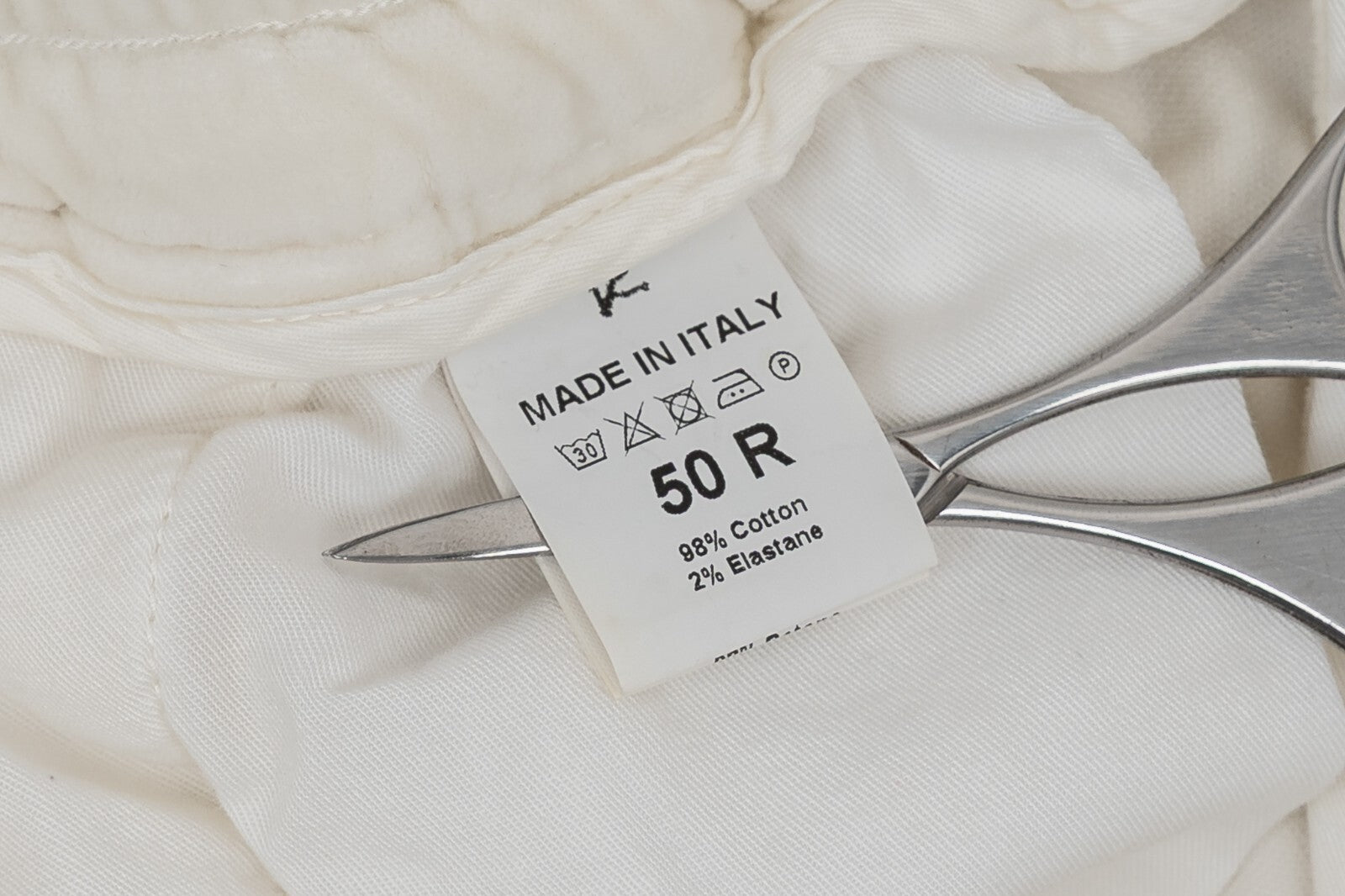 1100$ ISAIA NAPOLI White Drawstring Pant Velvet Cotton 34 US / 50 EU