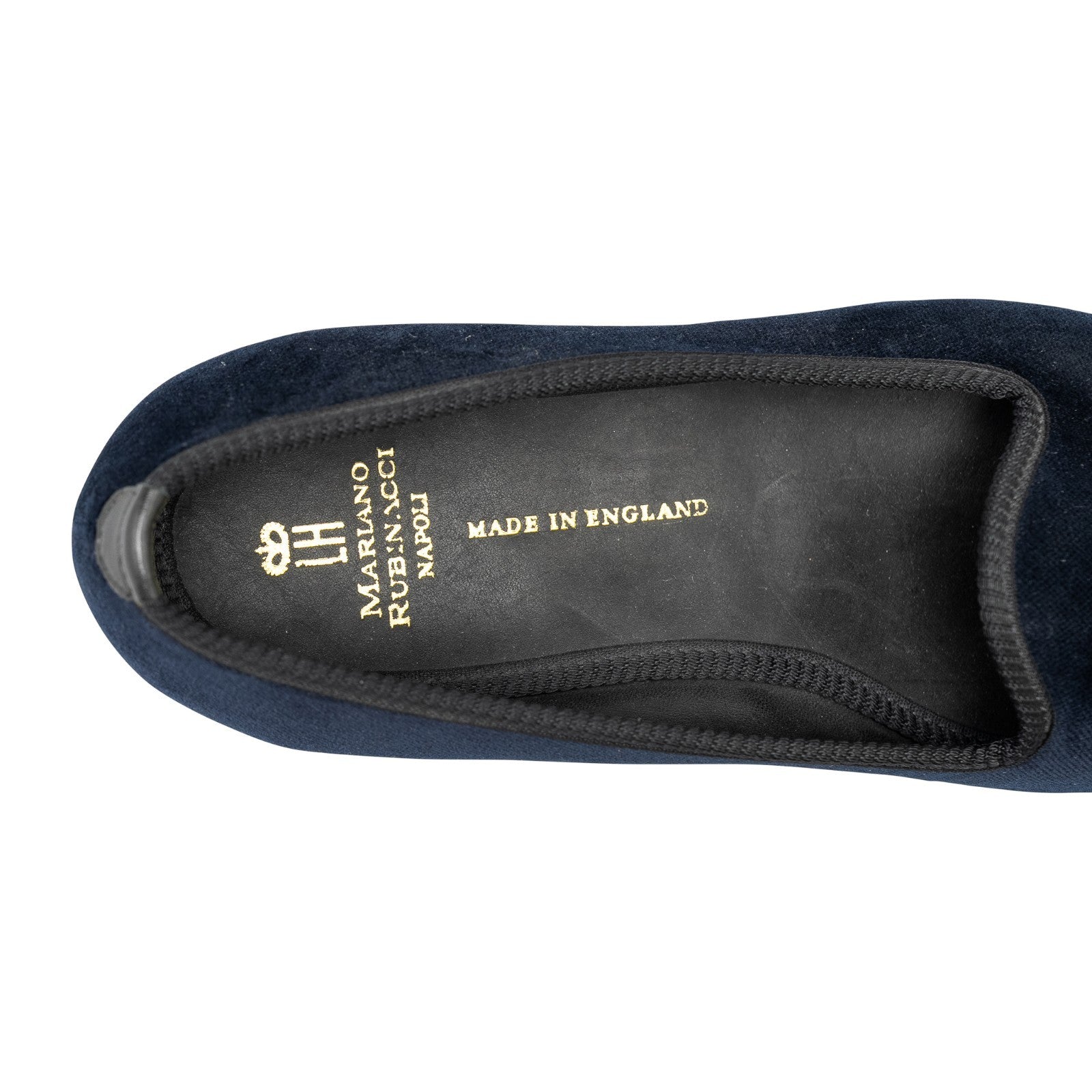 950$ RUBINACCI Blue Navy Velvet Slippers Shoes – Made in England 7.5 UK - 8.5 US