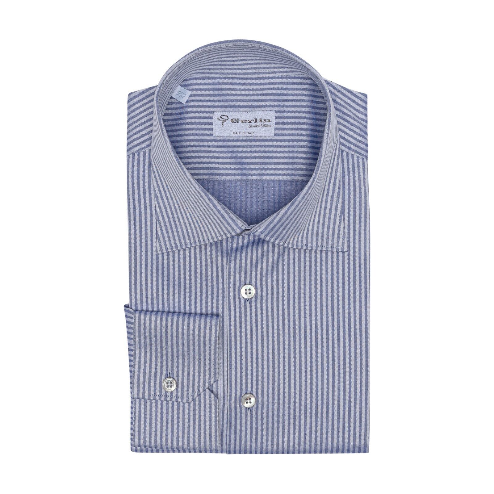 690$ LUXURY GERLIN Shirt Striped Lilac ALUMO Cotton  1Z ZILLI