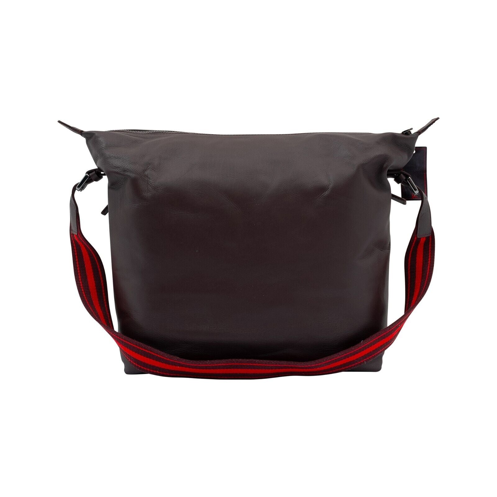 $2300 ISAIA NAPOLI Messenger Bag / Shoulder Bag Dark Brown Full Grain Leather