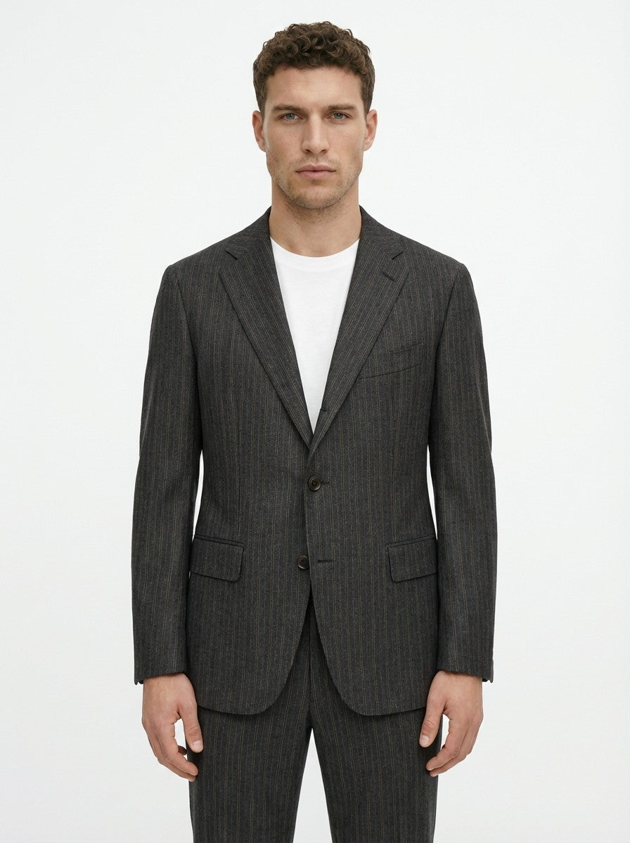 1800$ CARUSO Grey Pinstripe Suit Wool Silk Cashmere Made Italy 40 US / 50 IT