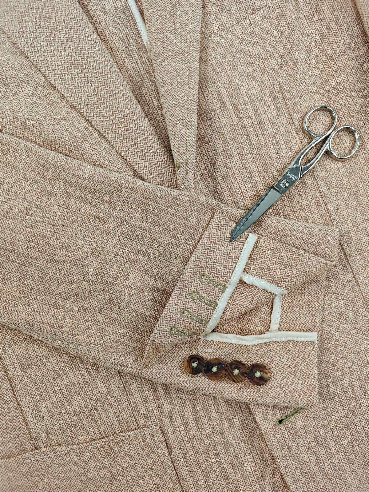 $1490 RUBINACCI NAPOLI Beige Pink Unlined Jacket Sport Coat 100% Raw Silk