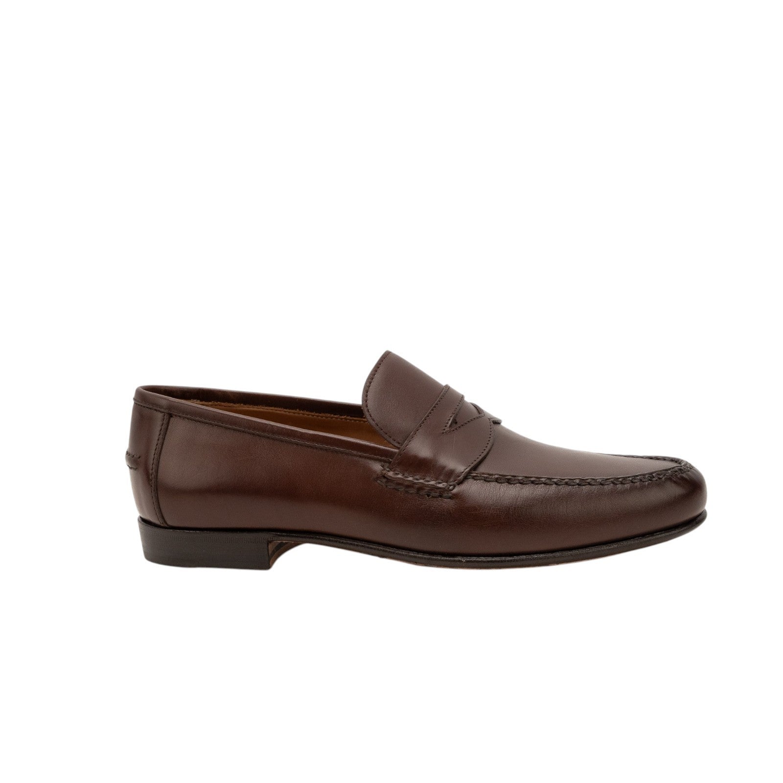 1655$ Luxury EDWARD GREEN Leather Penny Loafer Shoes Handmade Dark Brown